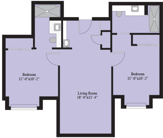 2-bedroom-floorplan Our spacious two-room apartments provide residents with 618 to 743 square feet of space.